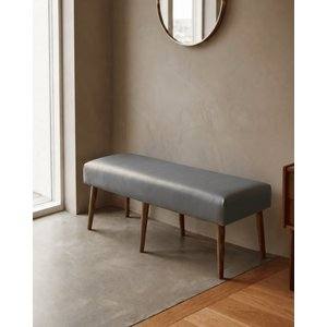 Gri̇ Deri Bank Bench Oturma Pufu | Modern Salon Antre Puf Ayakkabılık Önü Koltuk 40x120