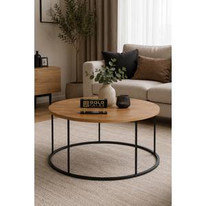 Reyo Falez Terra Lüx Ceviz Yuvarlak Orta Sehpa – Modern Metal Ayaklı Salon Ve Oturma Odası Sehpası 70 Cm