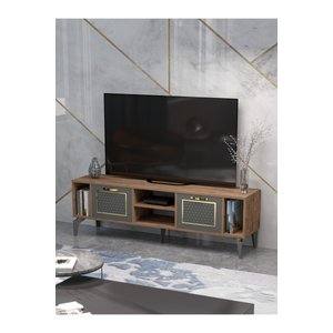 Tv Sehpası Tv Ünitesi Atlantik Çam Antrasit Gold 160 Cm Linya 5040