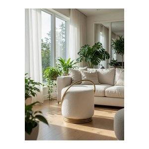 Demir Detaylı Modern Dekoratif Yumuşak Dokulu Oturma Pufu Puf & Bench
