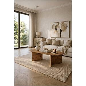 Modern Oval Orta Sehpa Minimal Ahşap Salon Sehpası Şık Tasarım